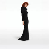 High-neck mermaid gown with ruffled collar – Xinah